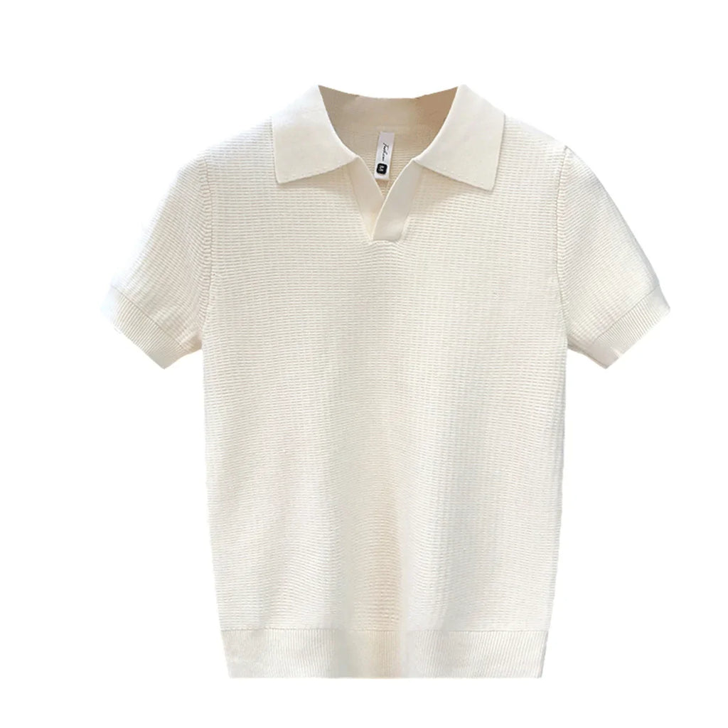 Men´s Knitted V-neck Polo Shirt